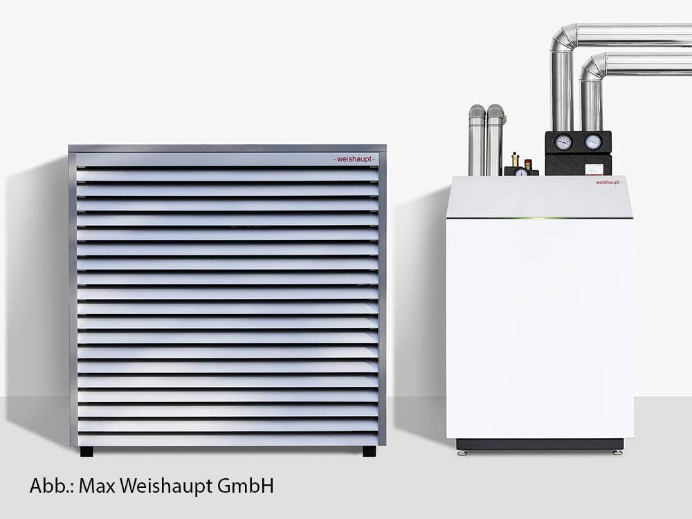 Weishaupt Biblock Wärmepumpensystem mit Innen- und Außengerät Weishaupt Biblock Luft-Wasser-Wärmepumpensystem bestehend aus leiser Außenstation und wandangeschlossener Inneneinheit – Uwe Kleinheider Hagen a.T.W.